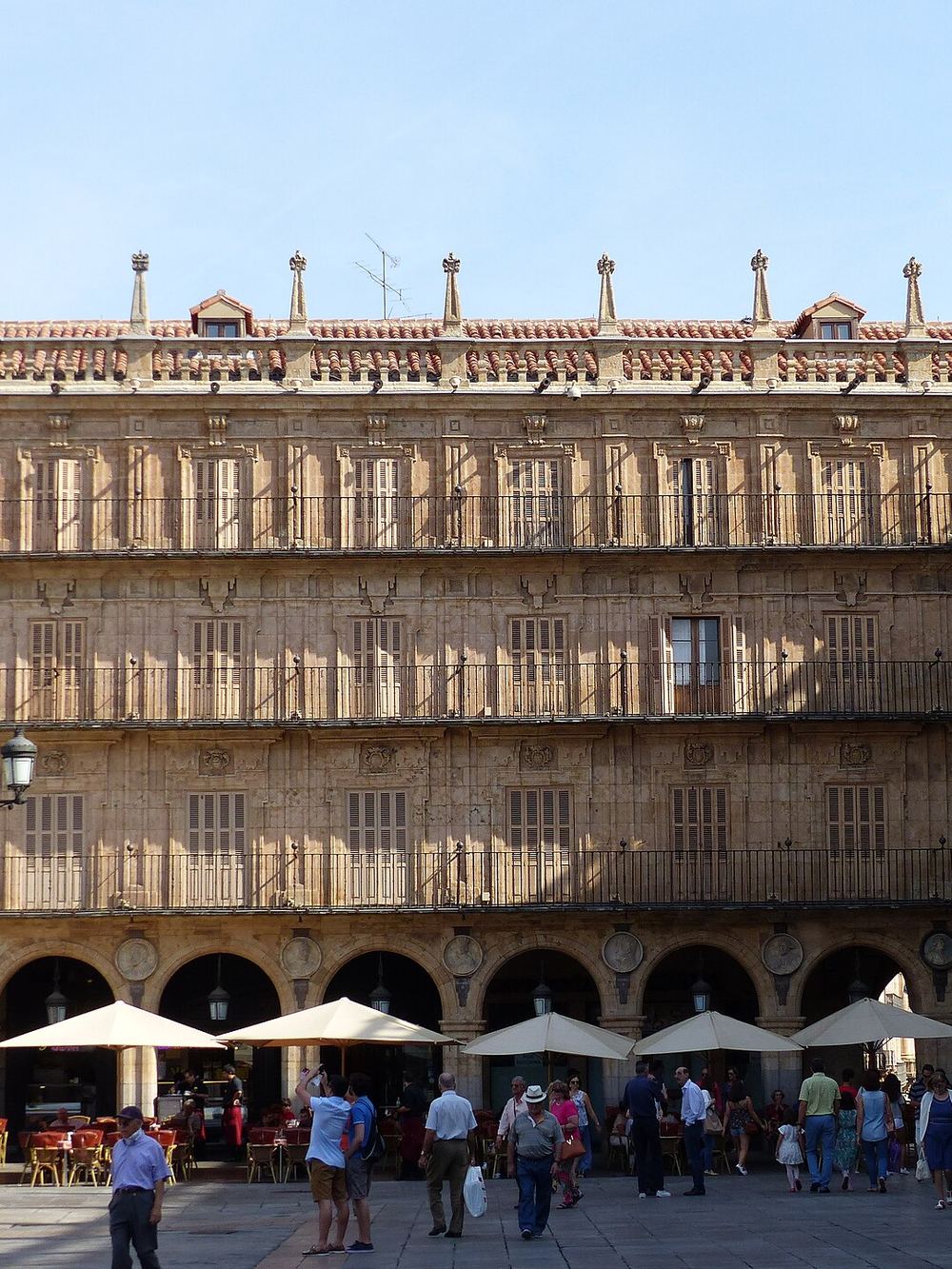 Arcades and café terraces of the Plaza Mayor of Salamanca